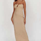 Horizon Strapless Textured Midi Dress Nude