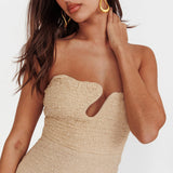 Horizon Strapless Textured Midi Dress Nude