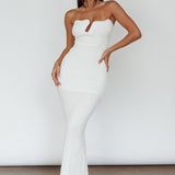 Horizon Strapless Textured Midi Dress White