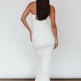 Horizon Strapless Textured Midi Dress White