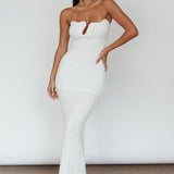 Horizon Strapless Textured Midi Dress White