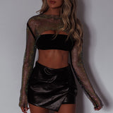 Last Call Fishnet Crop Top Black