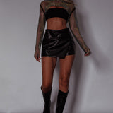 Last Call Fishnet Crop Top Black