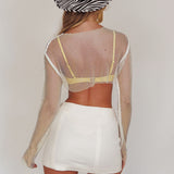 Last Call Fishnet Crop Top White