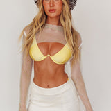 Last Call Fishnet Crop Top White