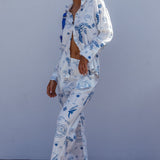 Weekend Bliss Pants Printed White