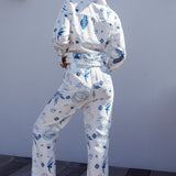 Weekend Bliss Pants Printed White