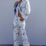 Weekend Bliss Pants Printed White