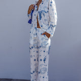Weekend Bliss Pants Printed White