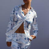 Weekend Bliss Pants Printed White