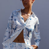Weekend Bliss Long Sleeve Button Shirt White
