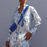 Weekend Bliss Long Sleeve Button Shirt White