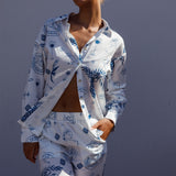 Weekend Bliss Long Sleeve Button Shirt White