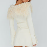 Argo Tied Front Fur Longline Top Cream