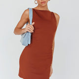 Chella Sleeveless Mini Dress Chocolate