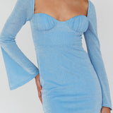 Dreaming Of Rome Laced Back Mini Dress Sparkle Blue