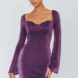 Dreaming Of Rome Laced Back Mini Dress Sparkle Grape