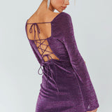 Dreaming Of Rome Laced Back Mini Dress Sparkle Grape