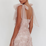 Mykonos Morning Tied Shoulder Embellished Mini Dress Blush