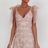 Mykonos Morning Tied Shoulder Embellished Mini Dress Blush