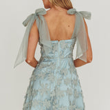 Mykonos Morning Tied Shoulder Embellished Mini Dress Sage