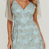 Mykonos Morning Tied Shoulder Embellished Mini Dress Sage
