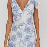 Mykonos Morning Shoulder Mini Dress Blue