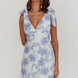 Mykonos Morning Shoulder Mini Dress Blue