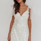 Mykonos Morning Tied Shoulder Sequin Mini Dress White
