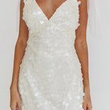 Mykonos Morning Tied Shoulder Sequin Mini Dress White