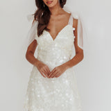 Mykonos Morning Tied Shoulder Sequin Mini Dress White