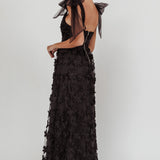 Mykonos Morning Tied Shoulder Tree Maxi Dress Black