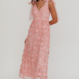Mykonos Morning Tied Shoulder Tree Maxi Dress Blush