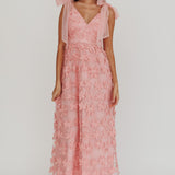 Mykonos Morning Tied Shoulder Tree Maxi Dress Blush