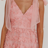 Mykonos Morning Tied Shoulder Tree Maxi Dress Blush