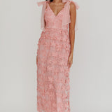 Mykonos Morning Tied Shoulder Tree Maxi Dress Blush