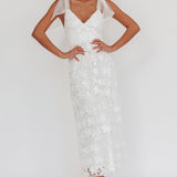Mykonos Morning Tied Shoulder Tree Maxi Dress White