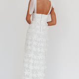Mykonos Morning Tied Shoulder Tree Maxi Dress White