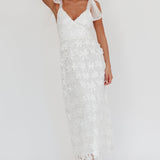 Mykonos Morning Tied Shoulder Tree Maxi Dress White