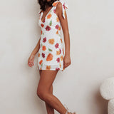 Mykonos Morning Tied Shoulder Mini Dress Flower Orange