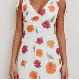 Mykonos Morning Tied Shoulder Mini Dress Flower Orange