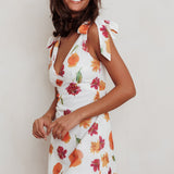 Mykonos Morning Tied Shoulder Mini Dress Flower Orange