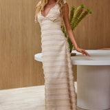 Elexia Tied Shoulder Midi Dress Textured Cream