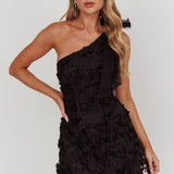 Mykonos Morning Tied One-Shoulder Mini Dress Embellished Black
