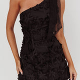 Mykonos Morning Tied One-Shoulder Mini Dress Embellished Black