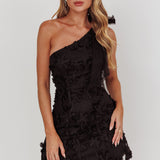 Mykonos Morning Tied One-Shoulder Mini Dress Embellished Black