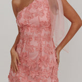 Mykonos Morning Tied One-Shoulder Mini Dress Embellished Pink