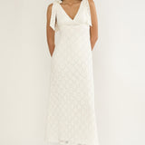 Mykonos Morning Tied Shoulder Maxi Dress Crochet White