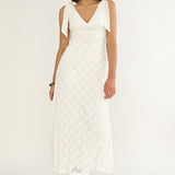 Mykonos Morning Tied Shoulder Maxi Dress Crochet White