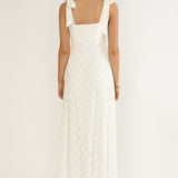 Mykonos Morning Tied Shoulder Maxi Dress Crochet White
